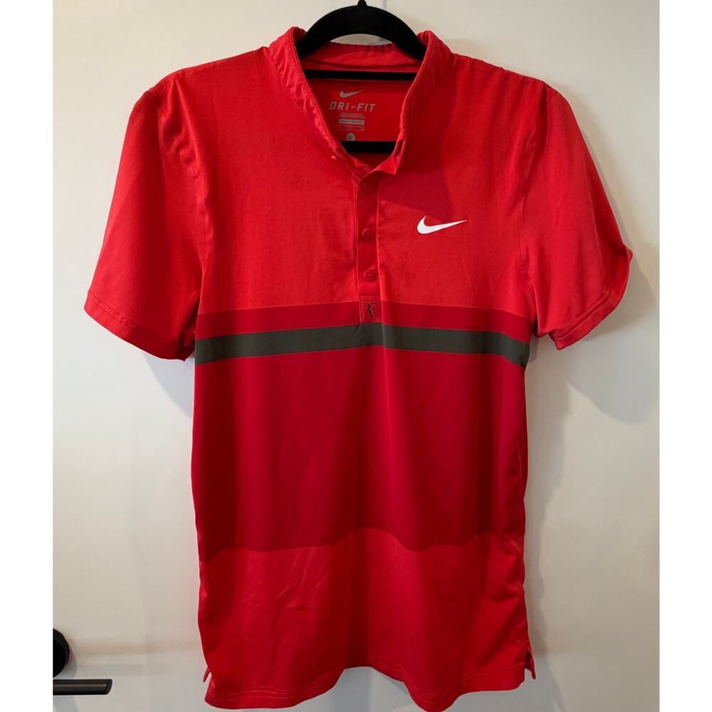 Nike Roger Federer 2012 Australian Open Tennis Polo Striped Dri-fit Mens Small